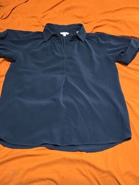 Classic Navy Short-Sleeve Blouse